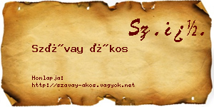Szávay Ákos névjegykártya